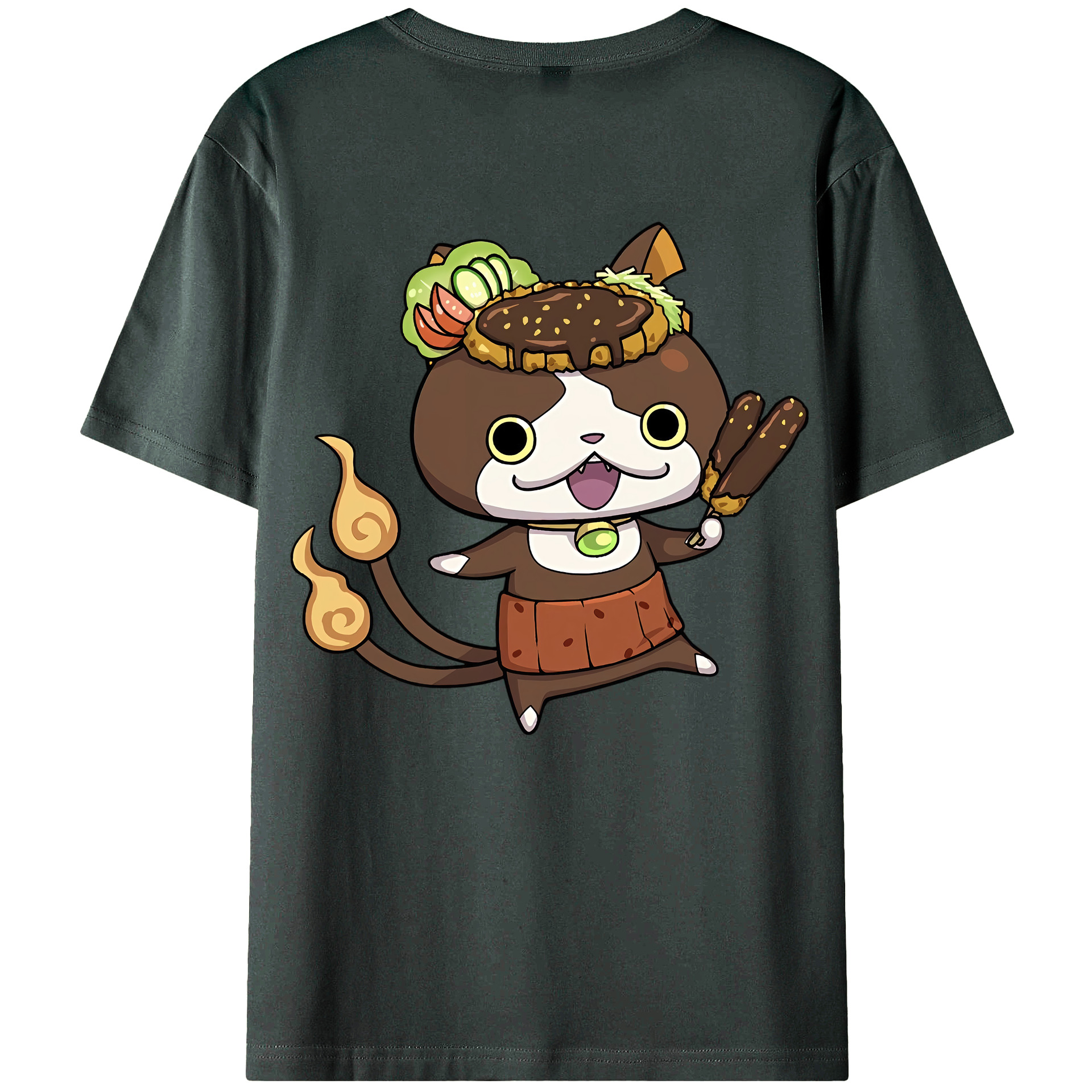 （画像用） 妖怪ウォッチ Yo-kai Watch 綿100％ メンズ半袖Tシャツ（バックプリント） 通気性